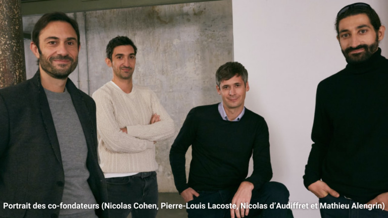 Portrait des co-fondateurs (de gauche à droite Nicolas Cohen, Pierre-Louis Lacoste, Nicolas d’Audiffret et Mathieu Alengrin)