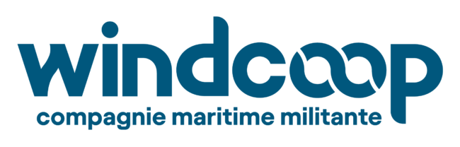 Logo bleu Windcoop compagnie militante de voiliers cargo