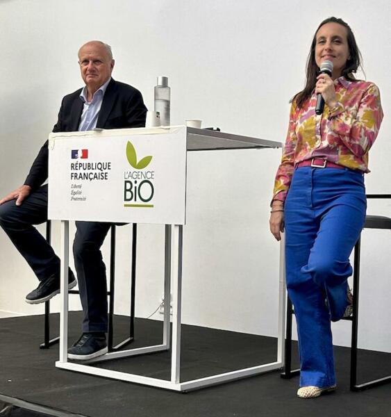 Jean Verdier et Laure Verdeau (Agence bio) présentent les chiffres 2024 du marché bio le 12 06 2025 à Paris