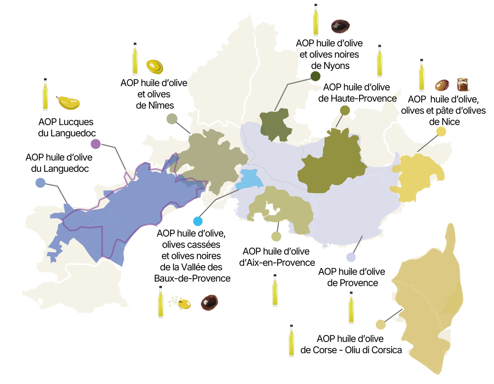 Carte de france aop zones et produits avec illustrations