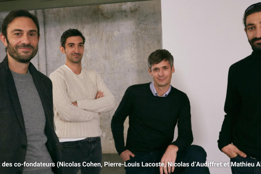 Portrait des co-fondateurs (de gauche à droite Nicolas Cohen, Pierre-Louis Lacoste, Nicolas d’Audiffret et Mathieu Alengrin)
